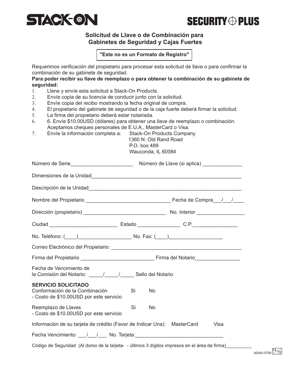 Stack-On PSF-809-K 40040-0708 User Manual | Page 14 / 15