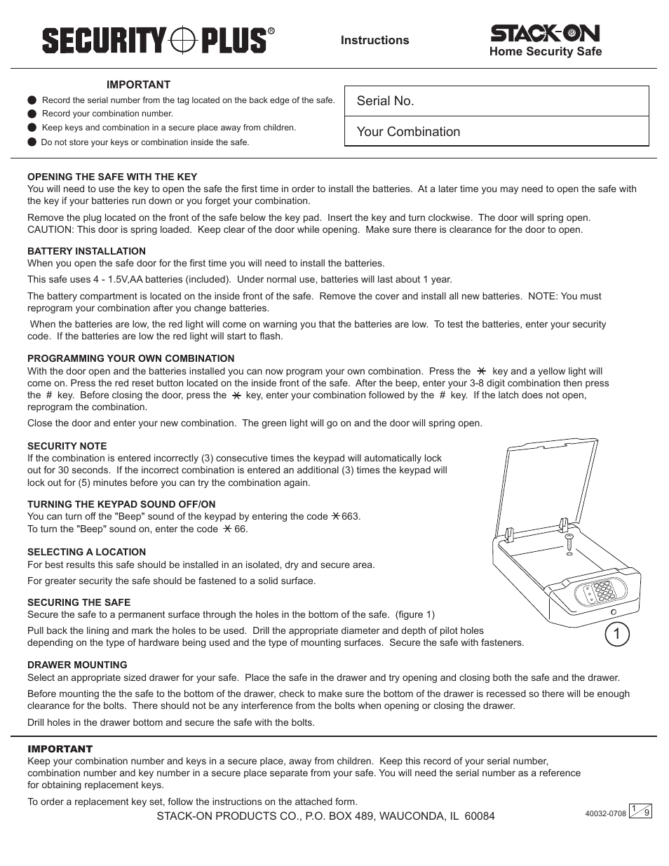 Stack-On QAS-710 40032-0708 User Manual | 9 pages