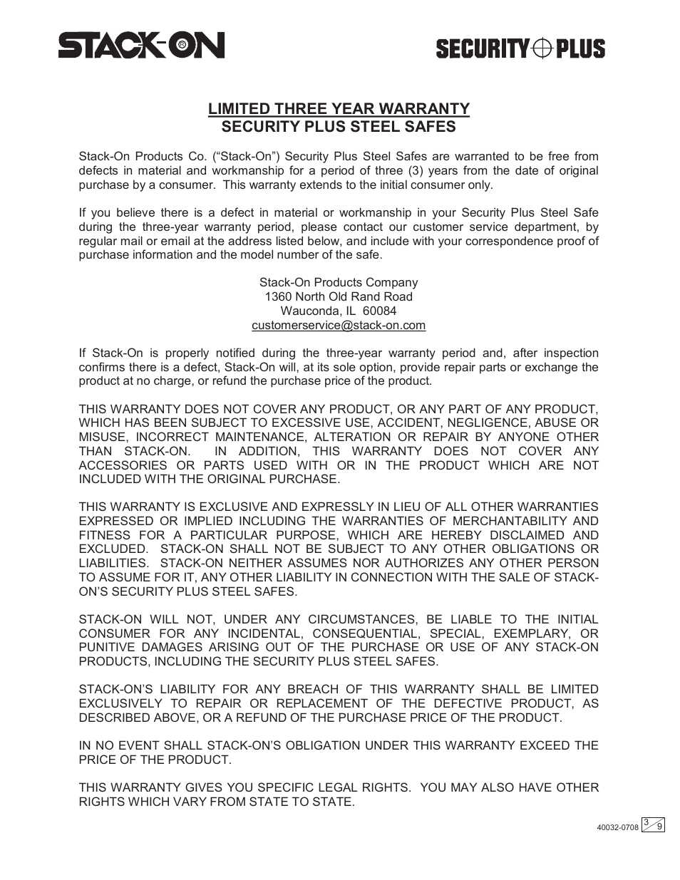 Stack-On QAS-710 40032-0708 User Manual | Page 3 / 9