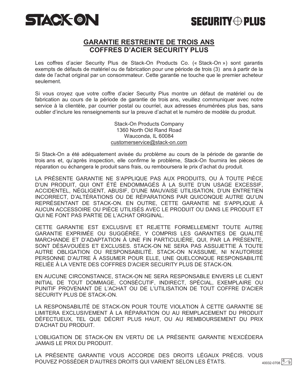 Stack-On QAS-710 40032-0708 User Manual | Page 6 / 9
