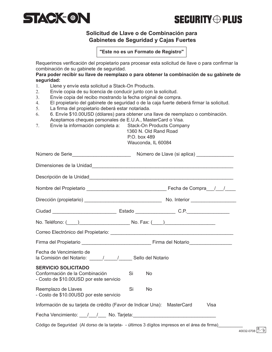 Stack-On QAS-710 40032-0708 User Manual | Page 8 / 9