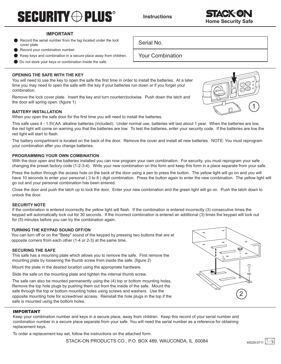 Stack-On QAS-1304 40029-0711 User Manual | 9 pages