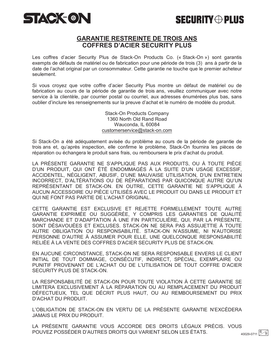 Stack-On QAS-1304 40029-0711 User Manual | Page 6 / 9