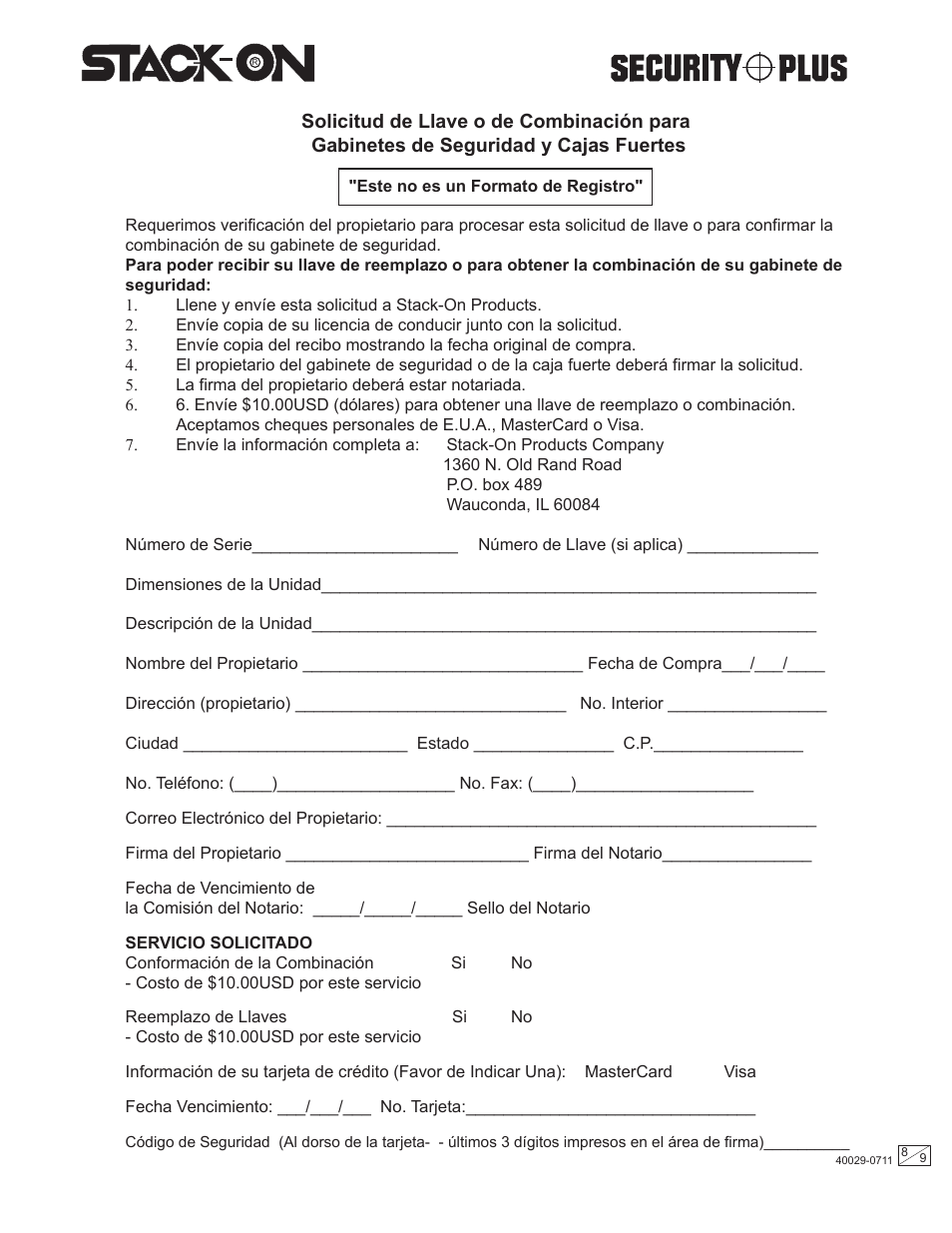 Stack-On QAS-1304 40029-0711 User Manual | Page 8 / 9