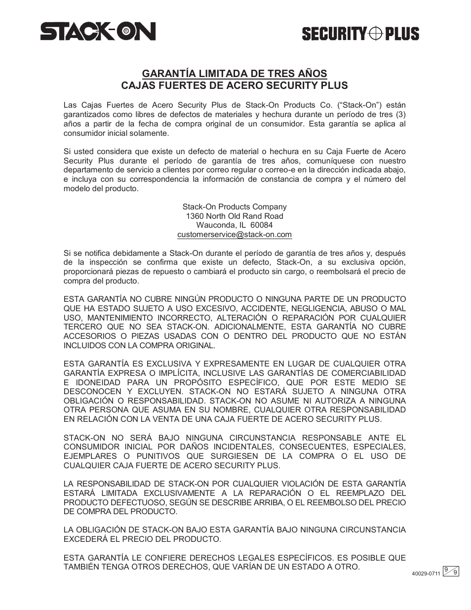 Stack-On QAS-1304 40029-0711 User Manual | Page 9 / 9