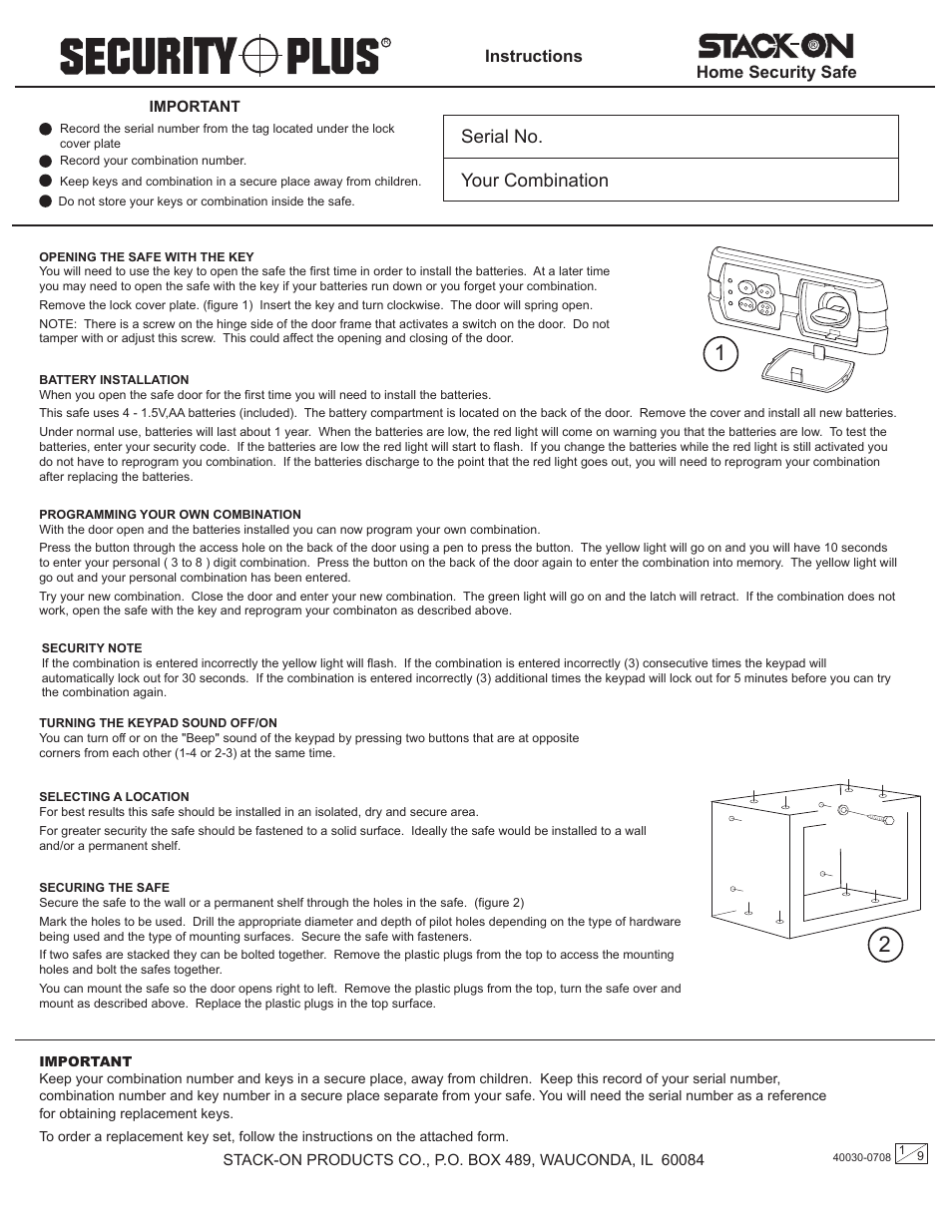 Stack-On QAS-1310 40030-0708 User Manual | 9 pages