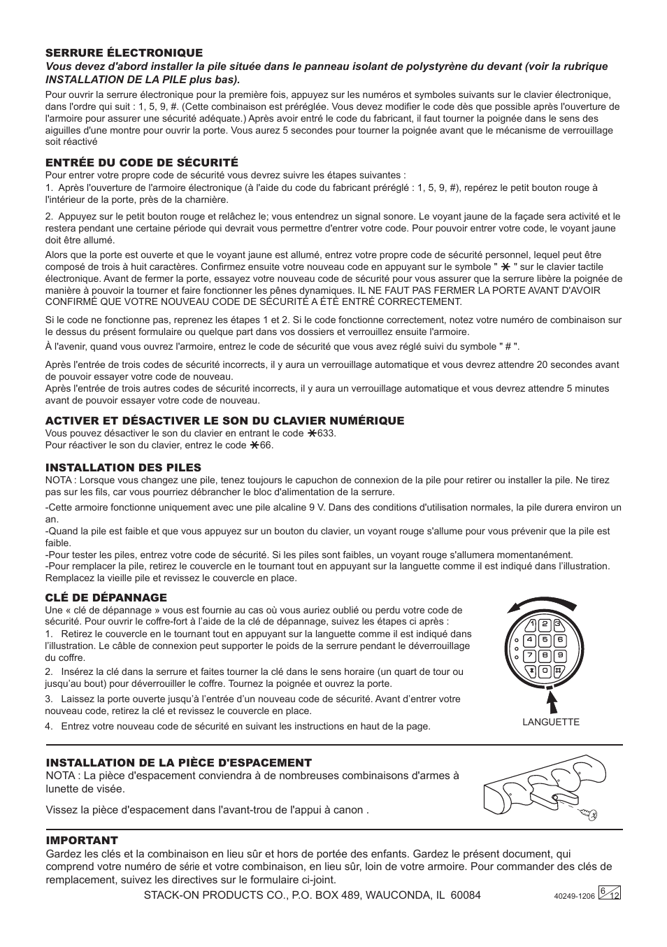 Stack-On FS Series Electronic Lock User Manual | Page 6 / 12