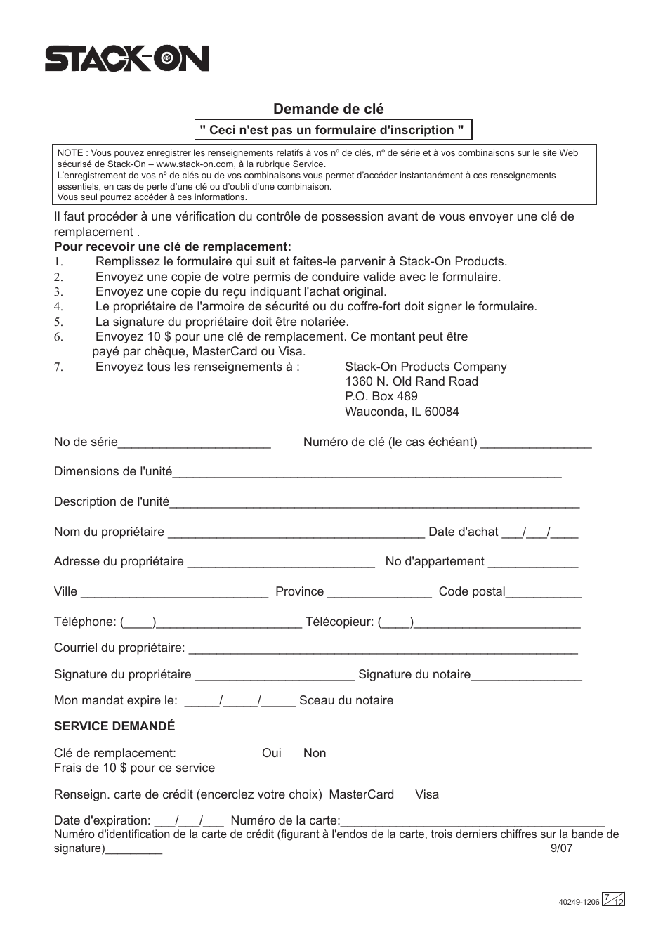 Stack-On FS Series Electronic Lock User Manual | Page 7 / 12
