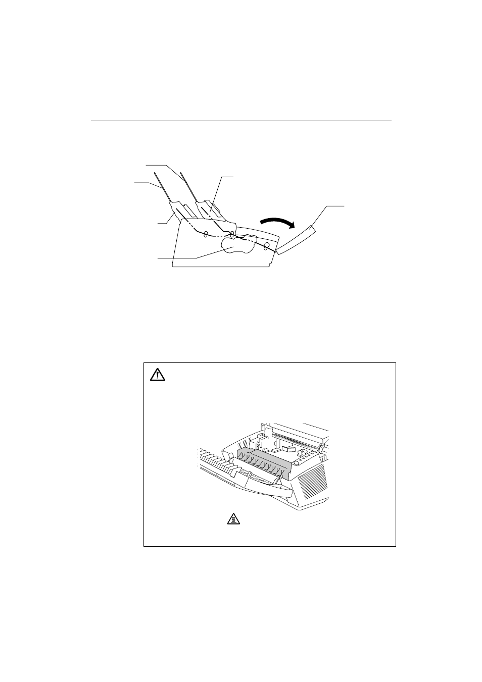 Paper jams –5, Paper, Jams | In chapter 6, Paper jams, And press the panel switch if the, Warning | Brother HL-1060 Series User Manual | Page 68 / 90