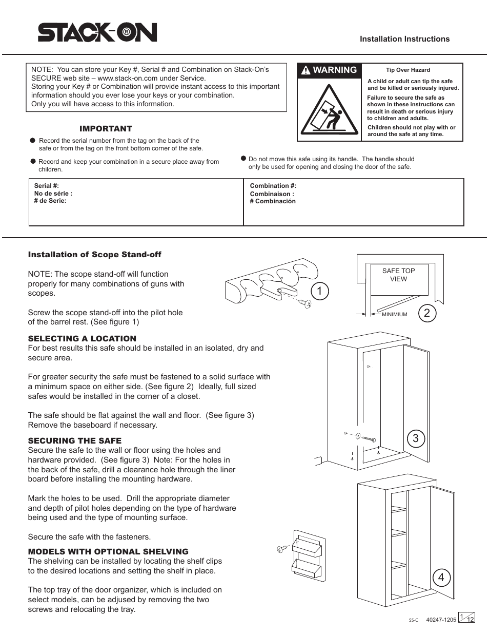 Stack-On Security Safes Combination Lock User Manual | 12 pages