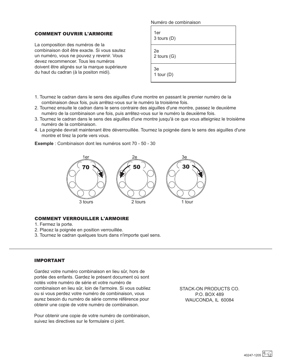 Stack-On Security Safes Combination Lock User Manual | Page 6 / 12