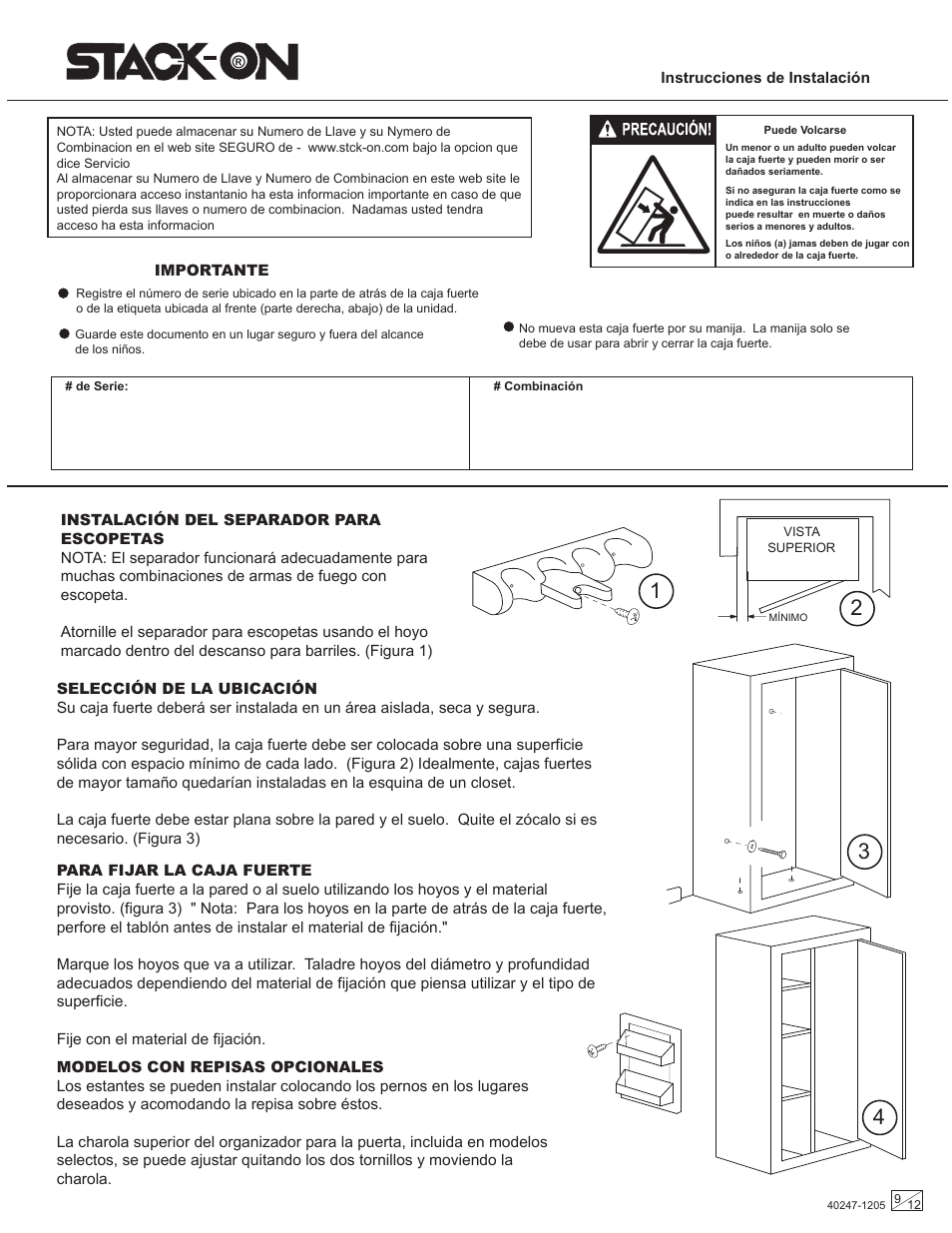 Stack-On Security Safes Combination Lock User Manual | Page 9 / 12
