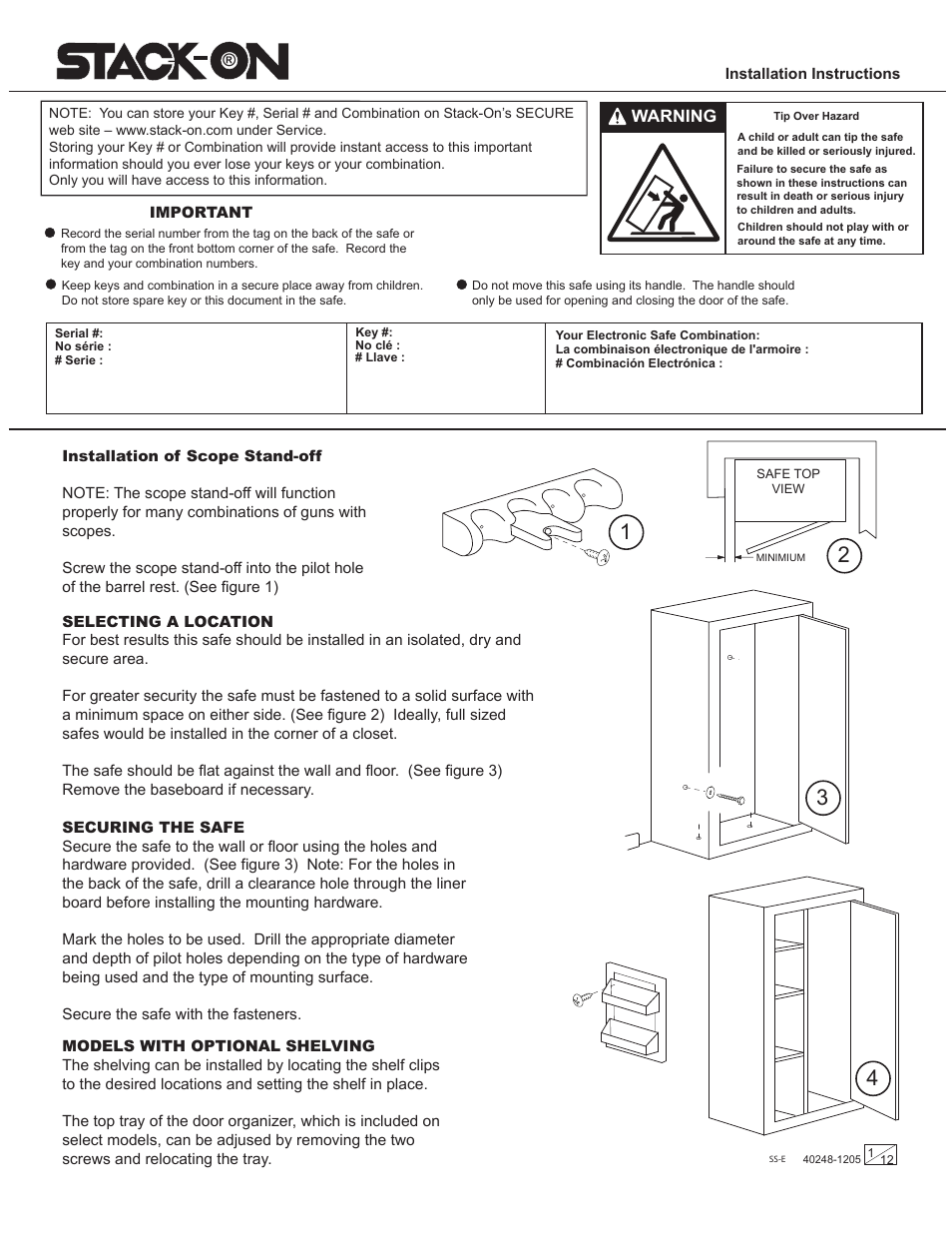 Stack-On Security Safes Electronic Lock User Manual | 12 pages