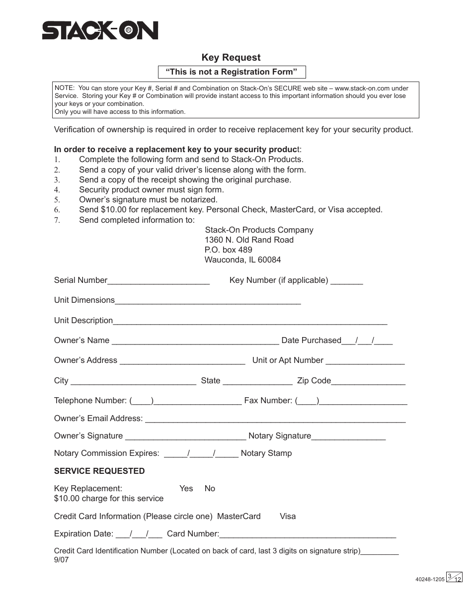 Key request | Stack-On Security Safes Electronic Lock User Manual | Page 3 / 12