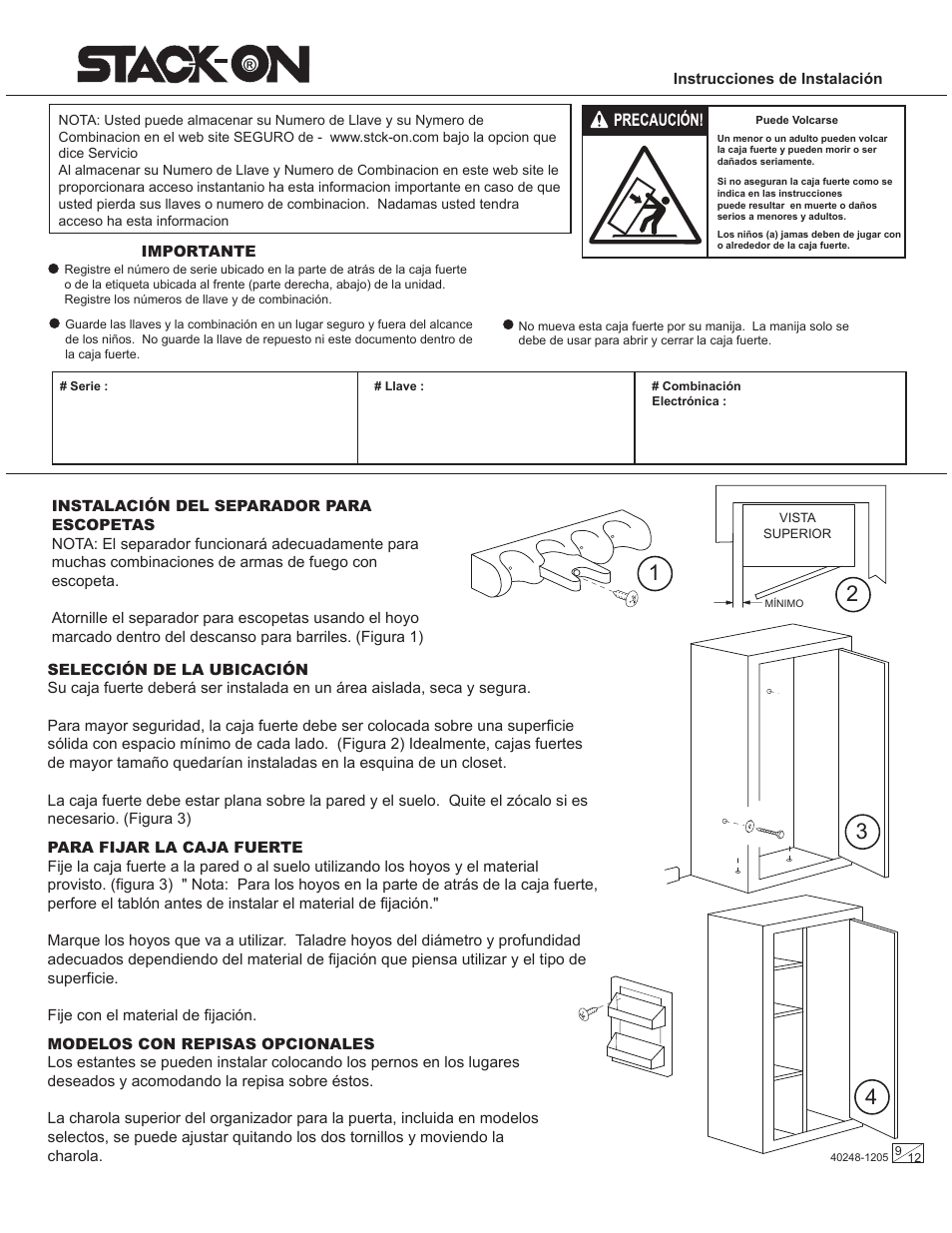 Stack-On Security Safes Electronic Lock User Manual | Page 9 / 12