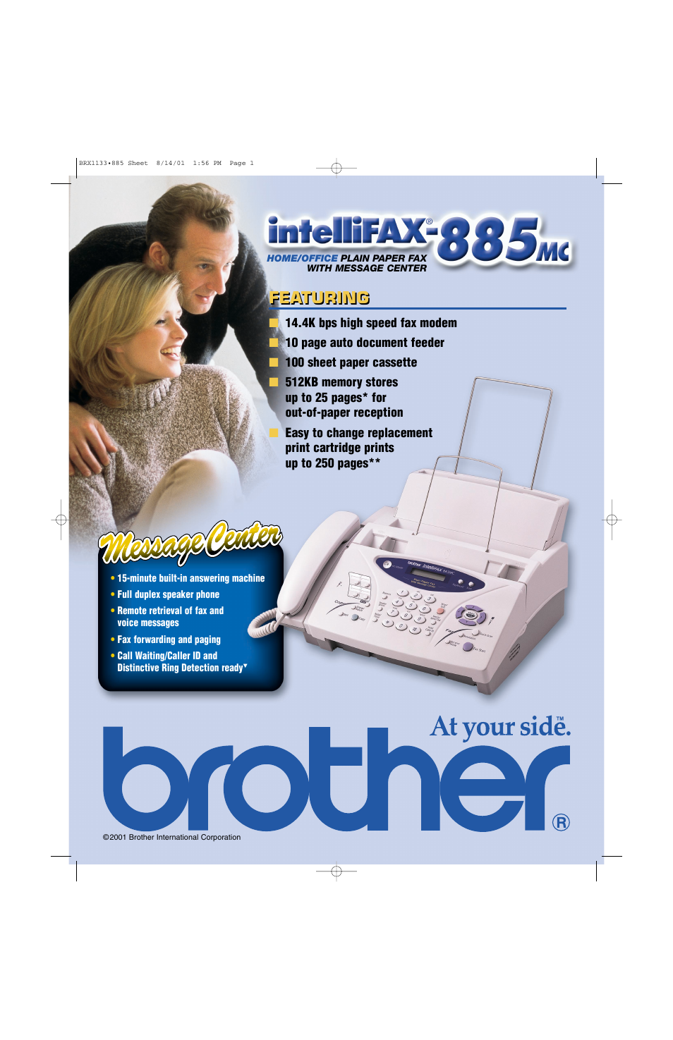 Brother IntelliFAX 885MC User Manual | 2 pages