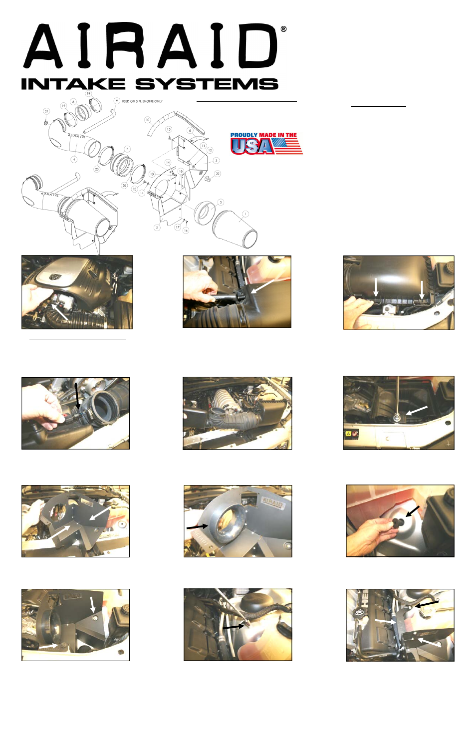 Stainless Works 350-199 Dodge Challenger / Charger / Magnum 5.7/6.1L 2005-2010 AIRAID Intake System User Manual | 2 pages