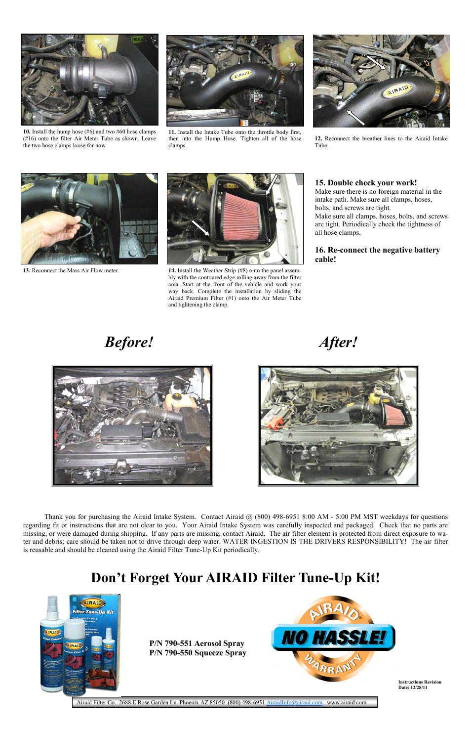 Before! after, Don’t forget your airaid filter tune-up kit | Stainless Works 400-299 Ford F-150 2011-12 5.0L AIRAID Intake System User Manual | Page 2 / 2