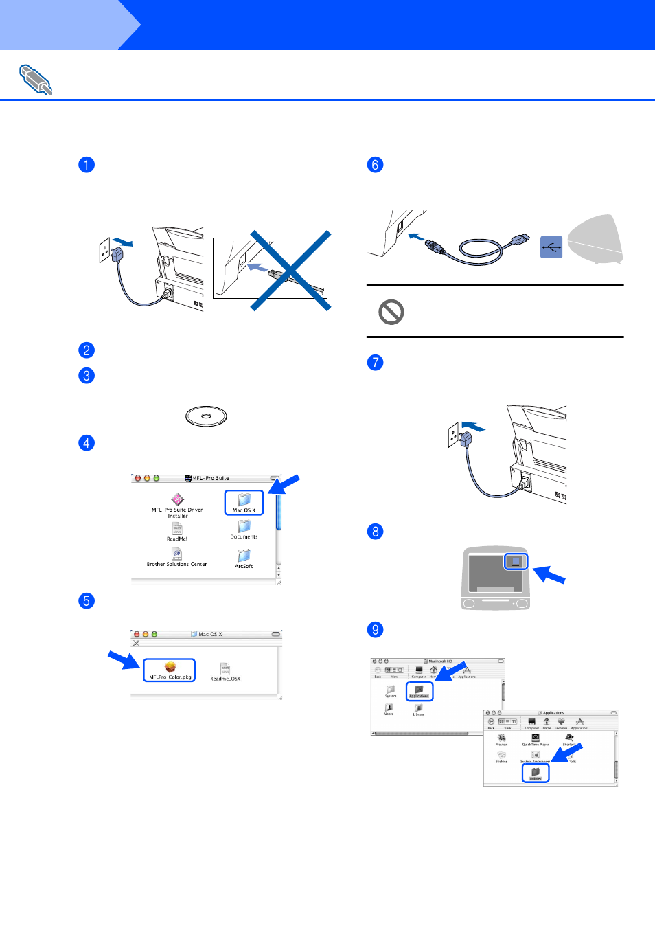 For users of mac® os x 10.1 / 10.2.1 or greater, For users of mac, Os x 10.1 / 10.2.1 or greater | For mac, Step 2, Installing the driver & software | Brother DCP4020C User Manual | Page 22 / 25