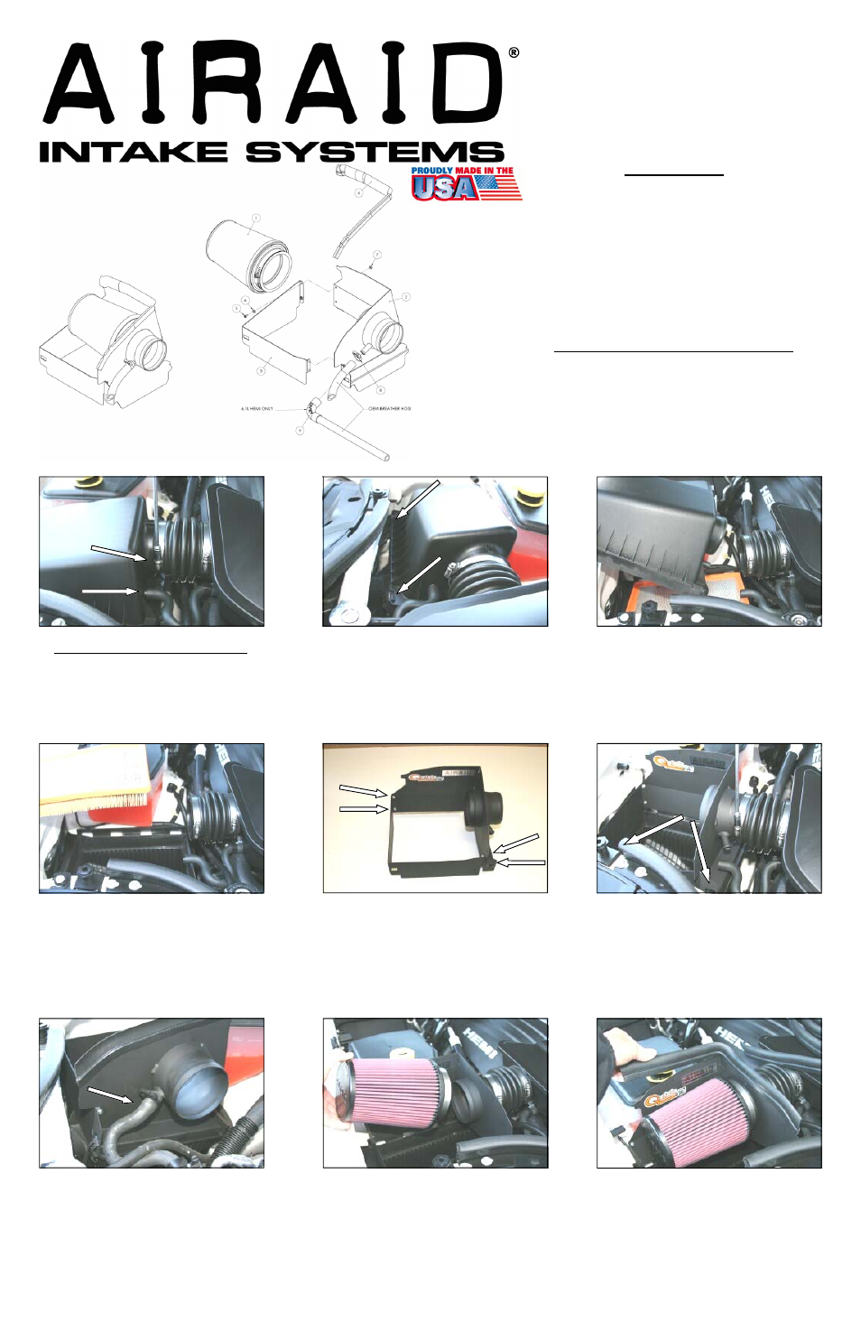 Stainless Works 310-170 Jeep Grand Cherokee 5.7/6.1L 2005-10 AIRAID Intake System User Manual | 2 pages