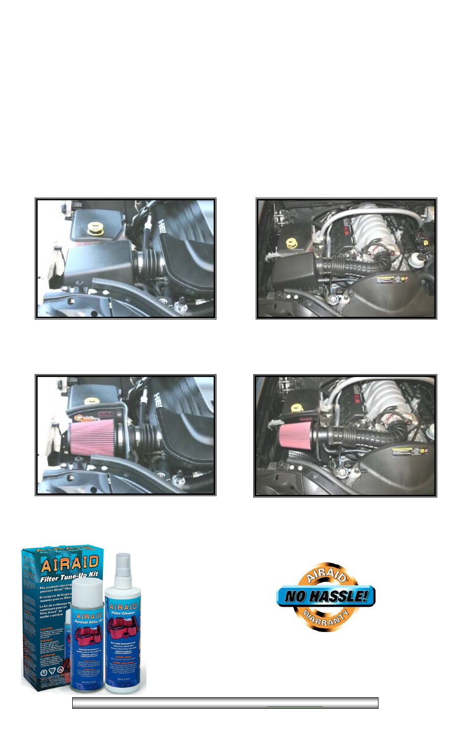 Before, After, Don’t forget your airaid filter tune-up kit | Stainless Works 310-170 Jeep Grand Cherokee 5.7/6.1L 2005-10 AIRAID Intake System User Manual | Page 2 / 2