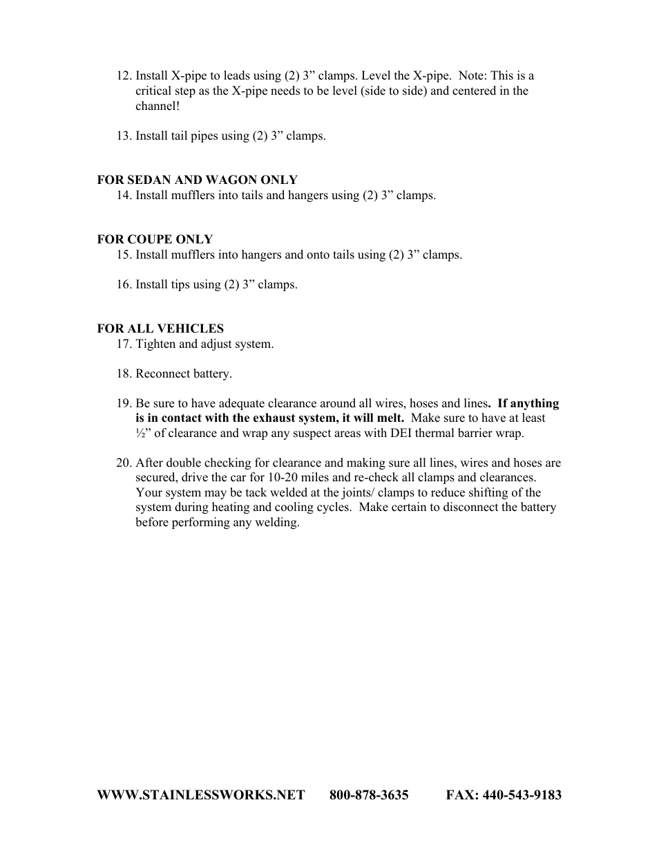 Stainless Works Cadillac CTSV 2009+ Catback User Manual | Page 2 / 2