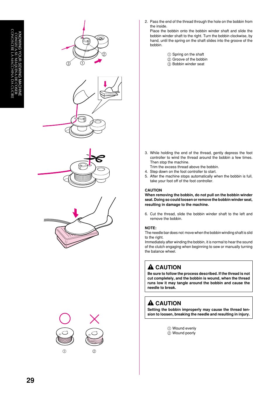 Caution | Brother XL-6063 User Manual | Page 40 / 101