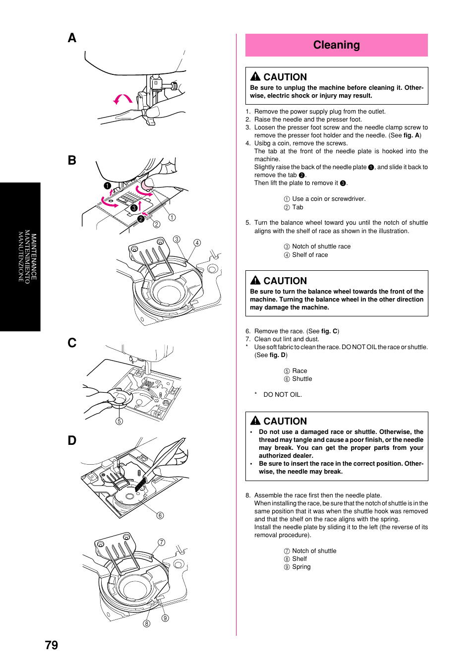 Cleaning, Caution | Brother XL-6063 User Manual | Page 90 / 101