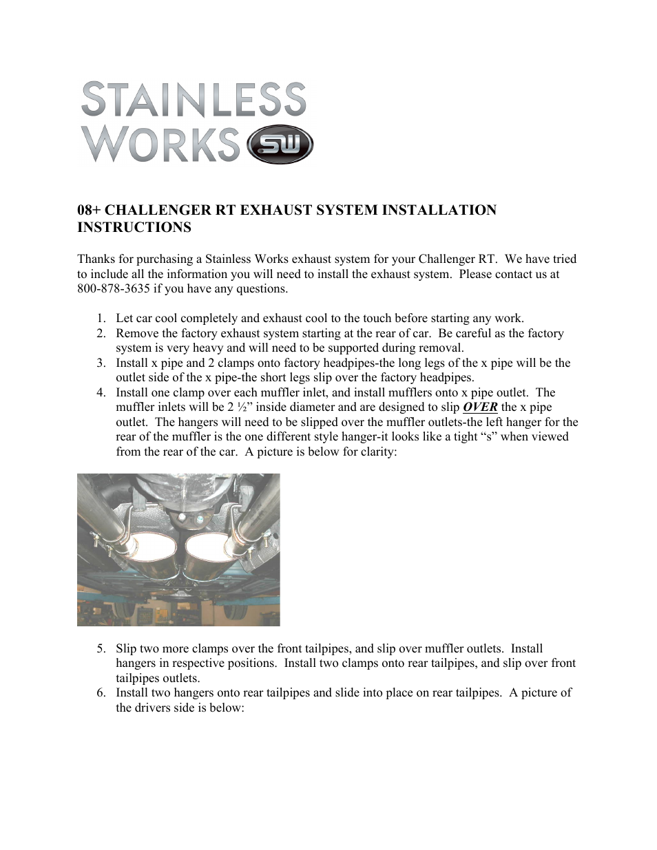 Stainless Works Dodge Challenger RT 5.7L 2008-14 Exhaust User Manual | 2 pages