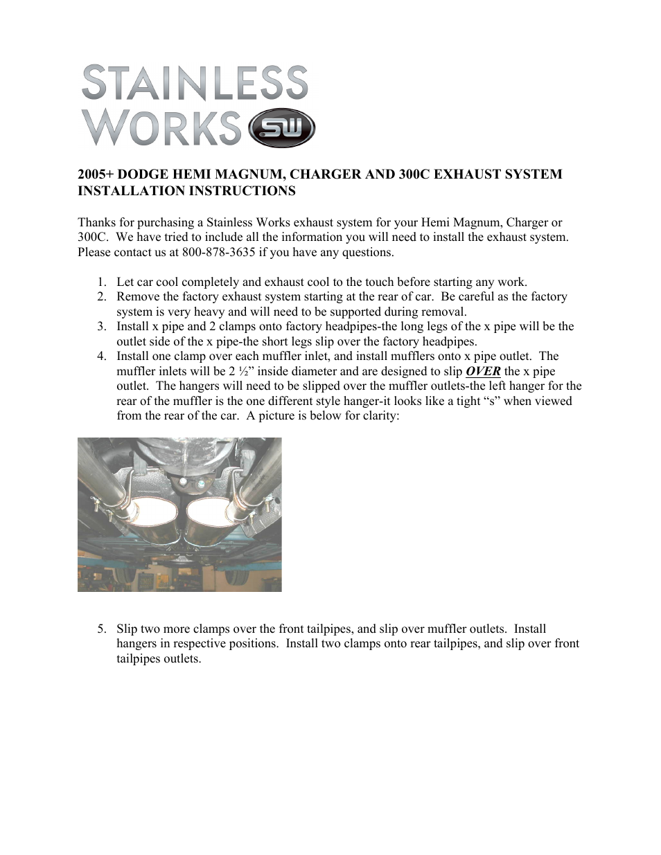 Stainless Works Dodge Charger / Magnum 5.7L 2005-12 Exhaust User Manual | 2 pages