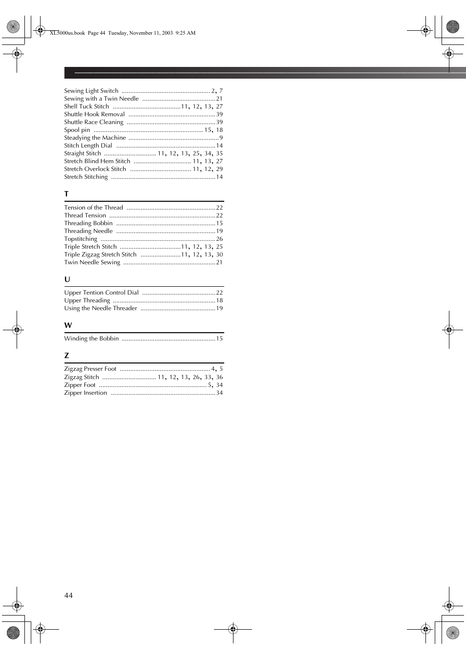 Brother XL5050 User Manual | Page 45 / 45