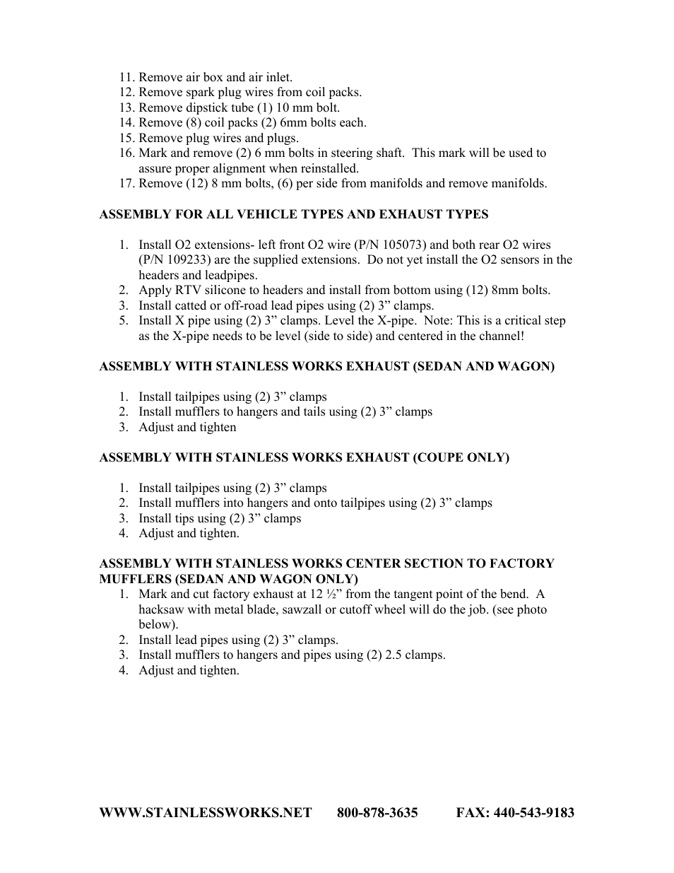 Stainless Works Cadillac CTS-V 2009+ Sedan & Wagon Headers User Manual | Page 2 / 3