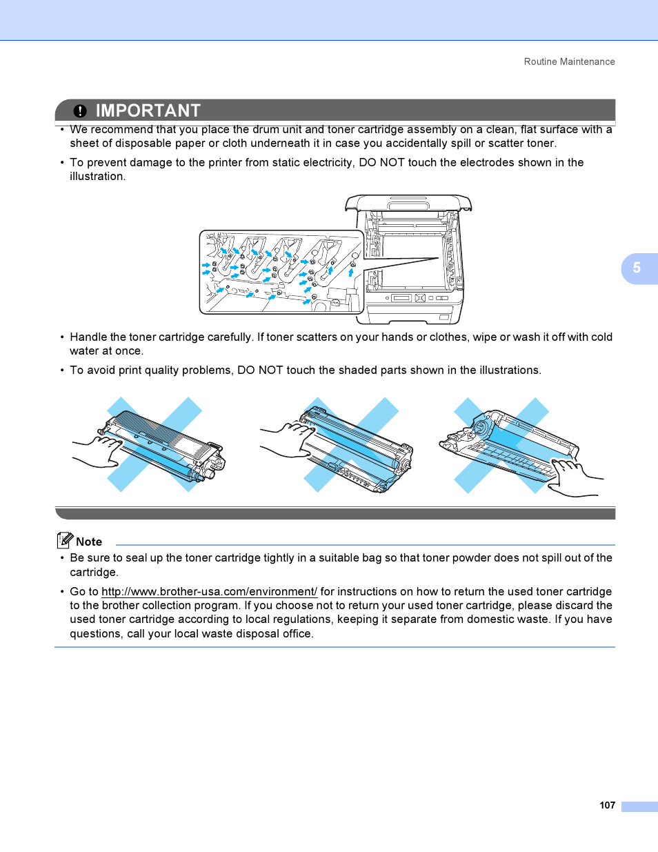 Important | Brother HL 3070CW User Manual | Page 117 / 200