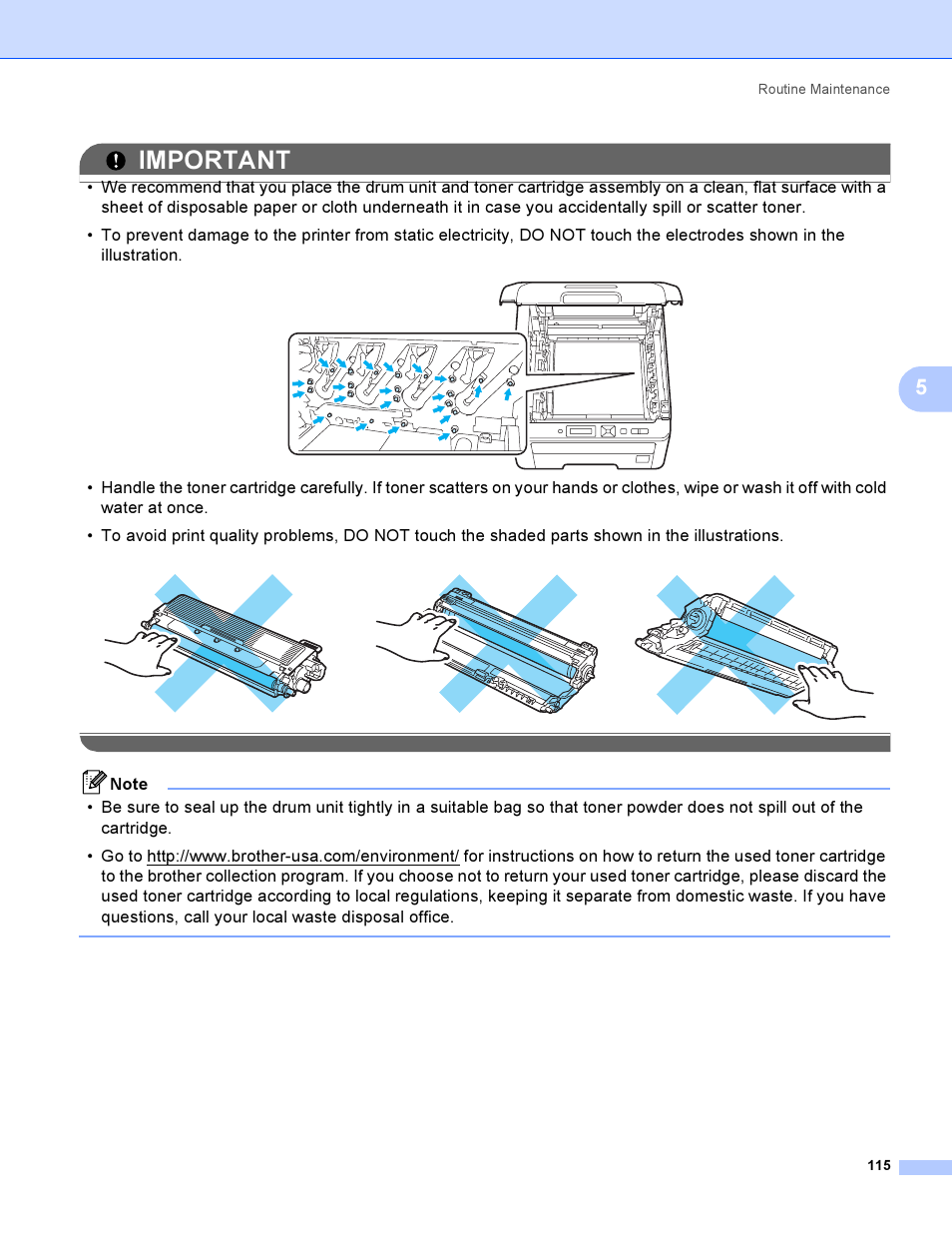 Important | Brother HL 3070CW User Manual | Page 125 / 200