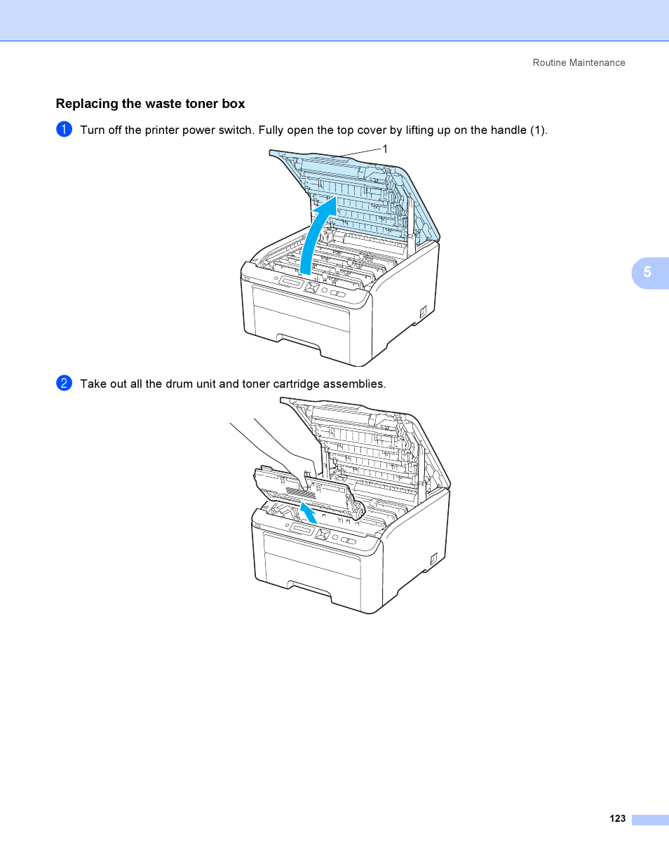 Replacing the waste toner box | Brother HL 3070CW User Manual | Page 133 / 200