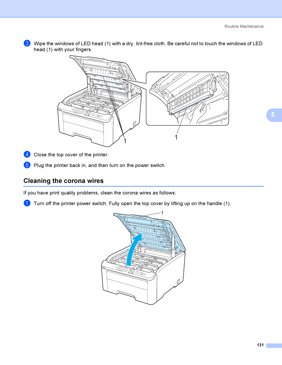 Cleaning the corona wires, Ee cleaning the | Brother HL 3070CW User Manual | Page 141 / 200