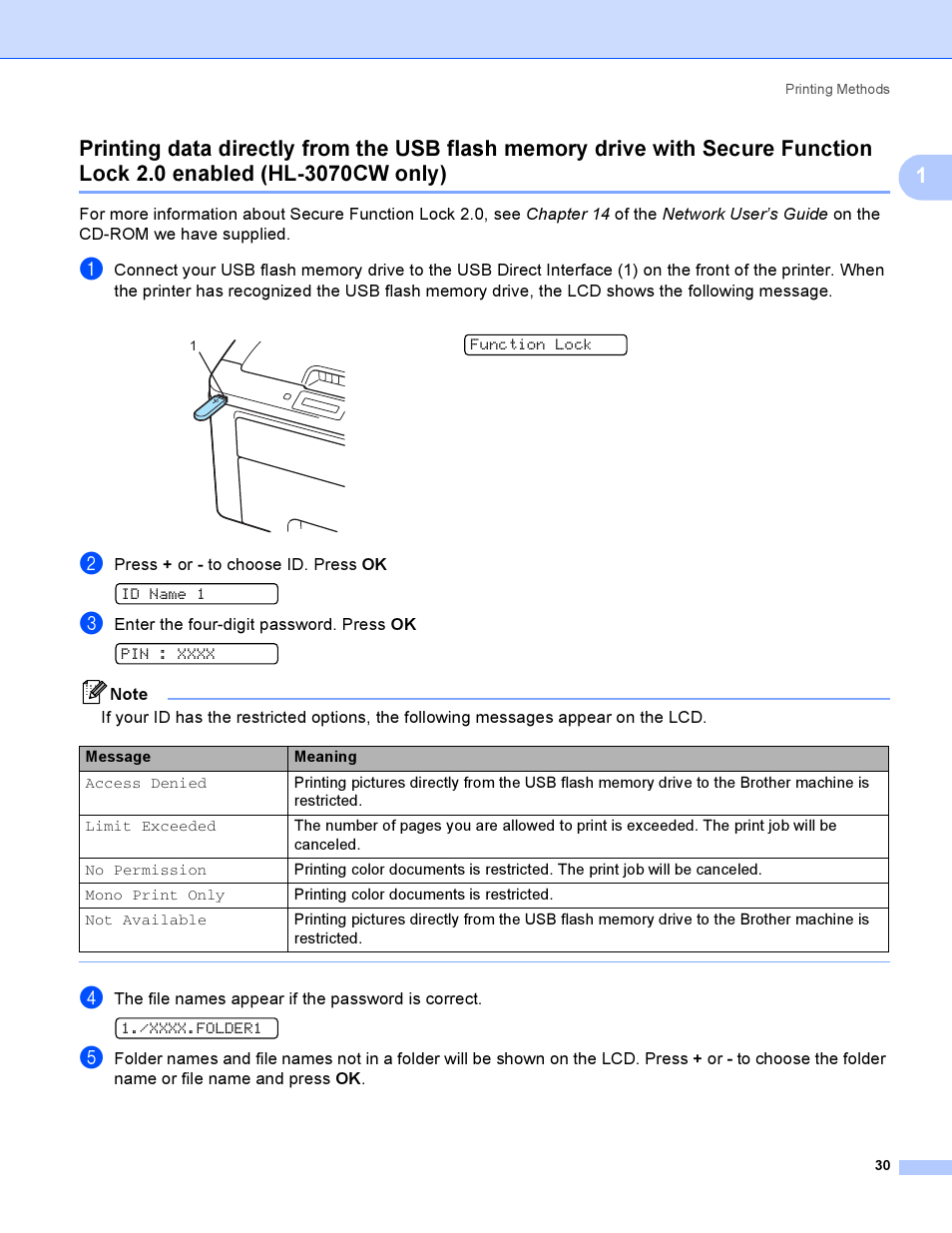 Hl-3070cw only) | Brother HL 3070CW User Manual | Page 40 / 200