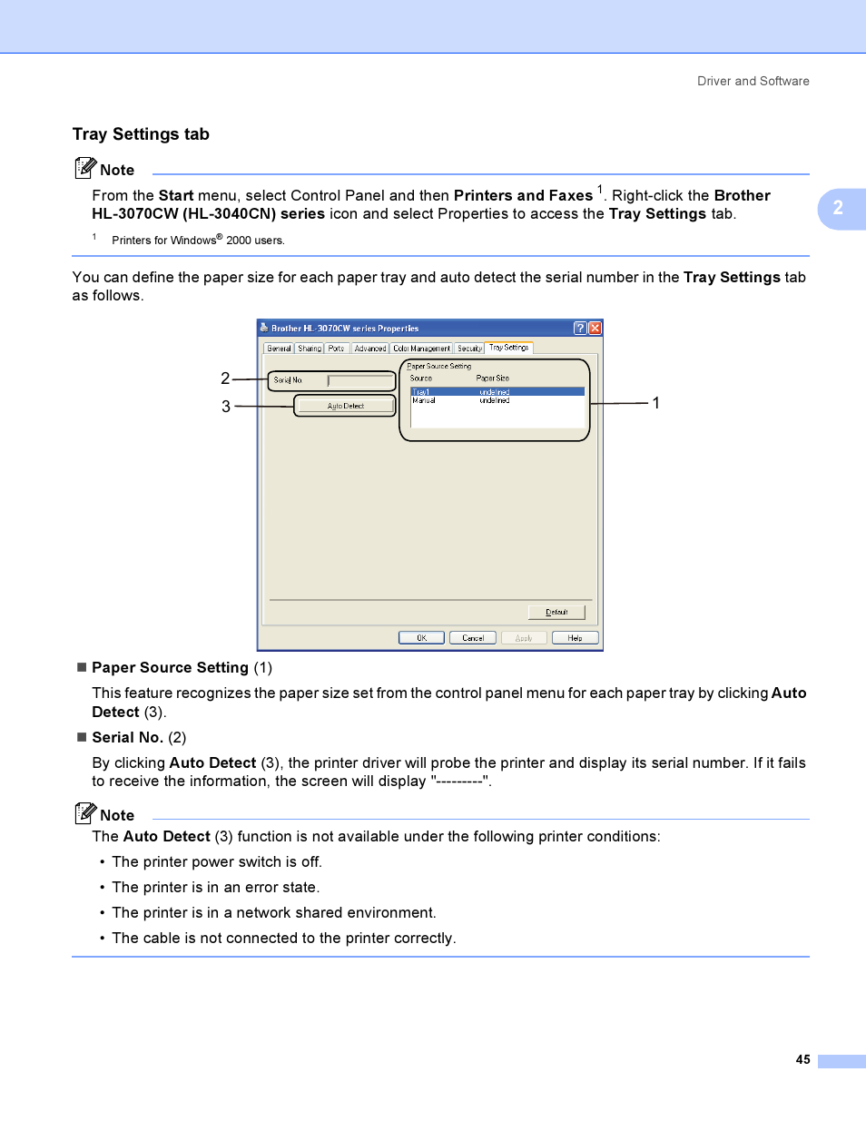 Tray settings tab | Brother HL 3070CW User Manual | Page 55 / 200