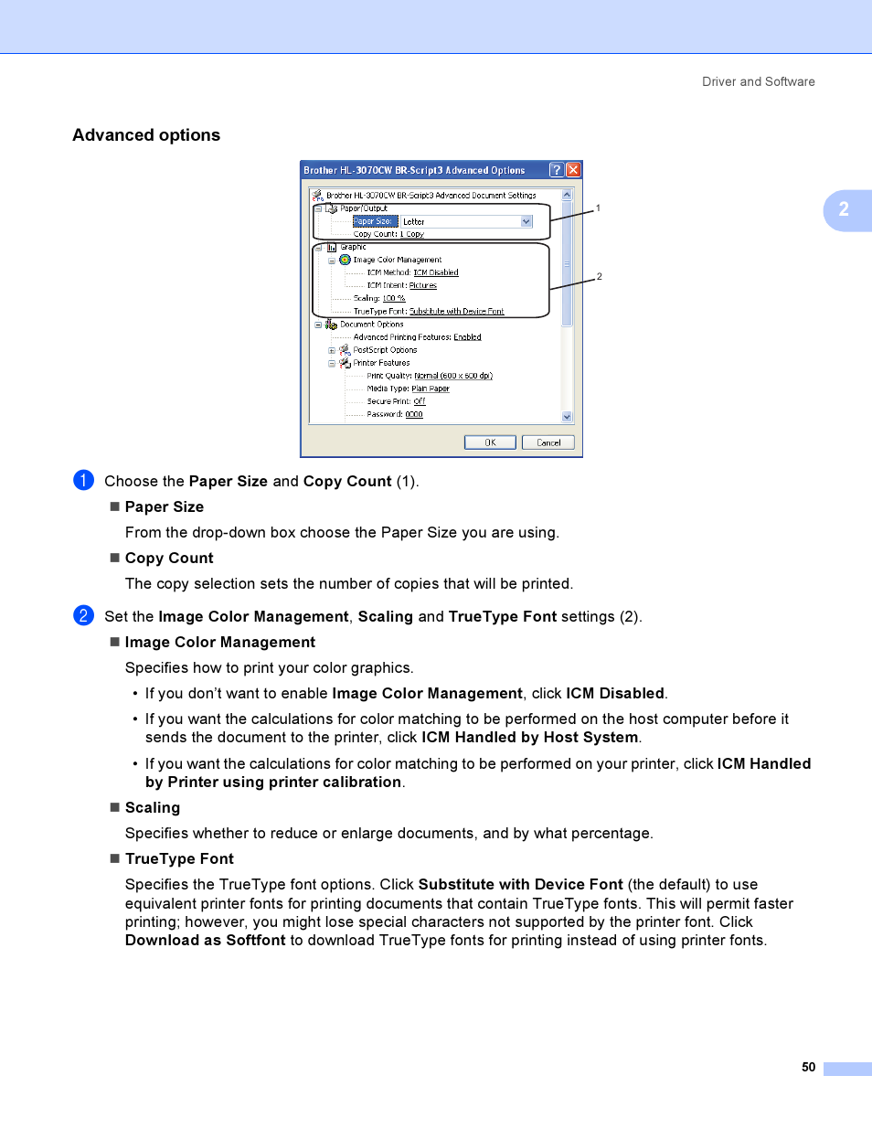 Advanced options | Brother HL 3070CW User Manual | Page 60 / 200