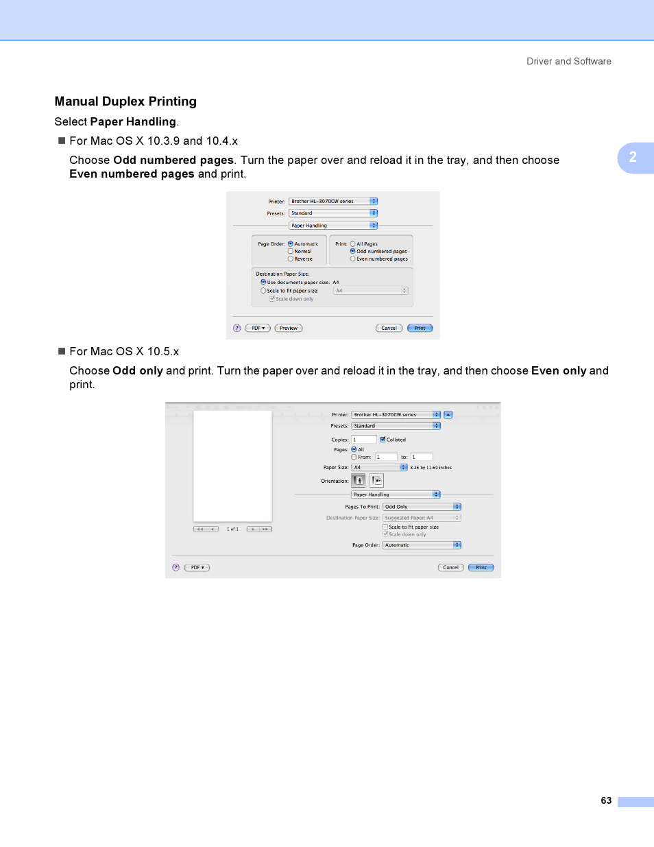 Manual duplex printing | Brother HL 3070CW User Manual | Page 73 / 200