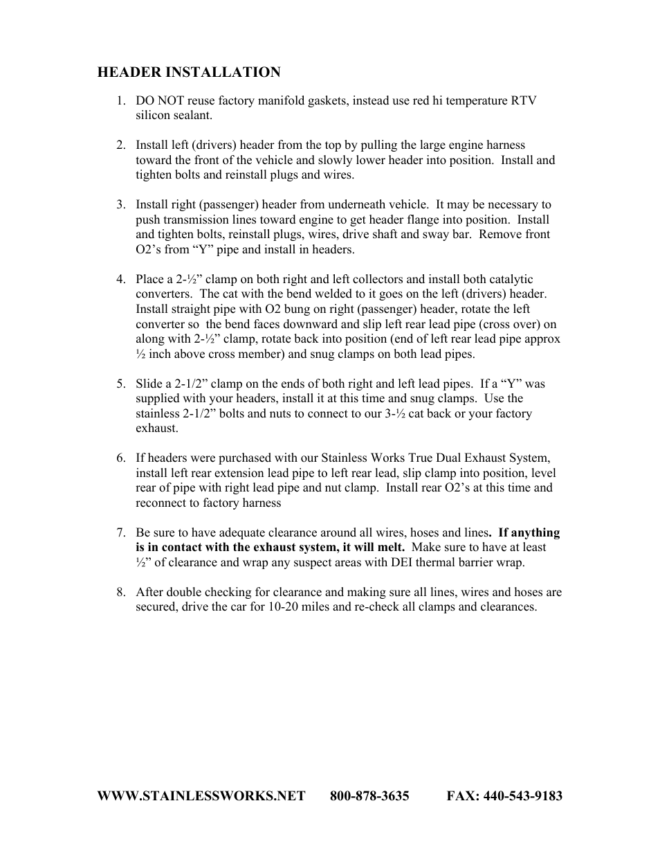 Stainless Works Chevy Tahoe/Yukon 2007-14 Headers User Manual | Page 2 / 2