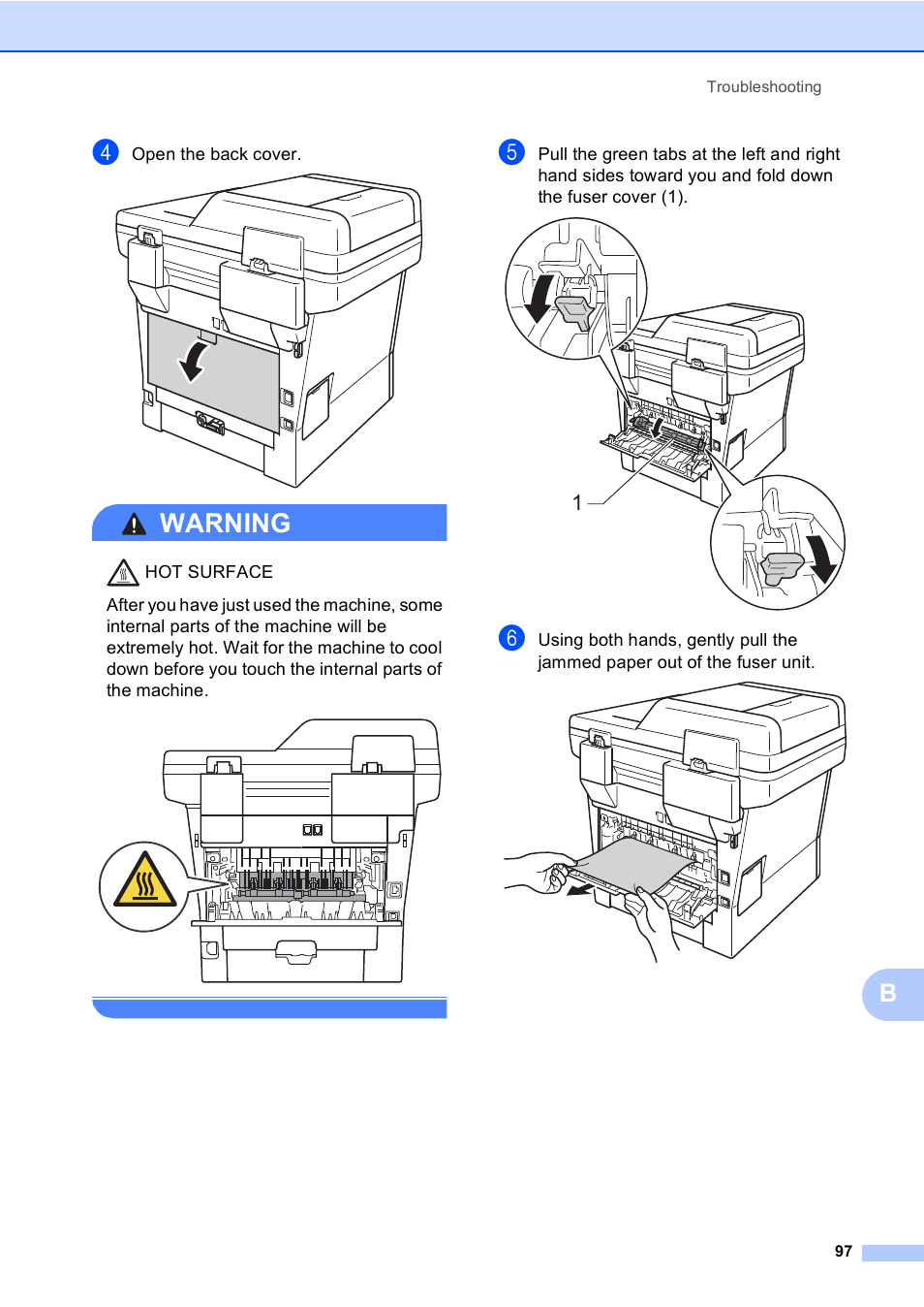Warning | Brother Copier/Printer MFC-895DW User Manual | Page 109 / 198