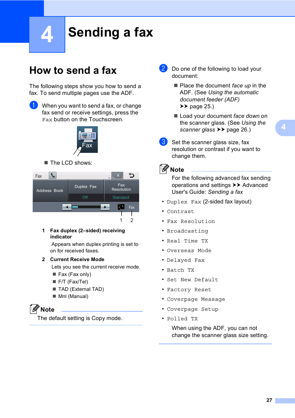 4 sending a fax, How to send a fax, Sending a fax | Brother Copier/Printer MFC-895DW User Manual | Page 39 / 198