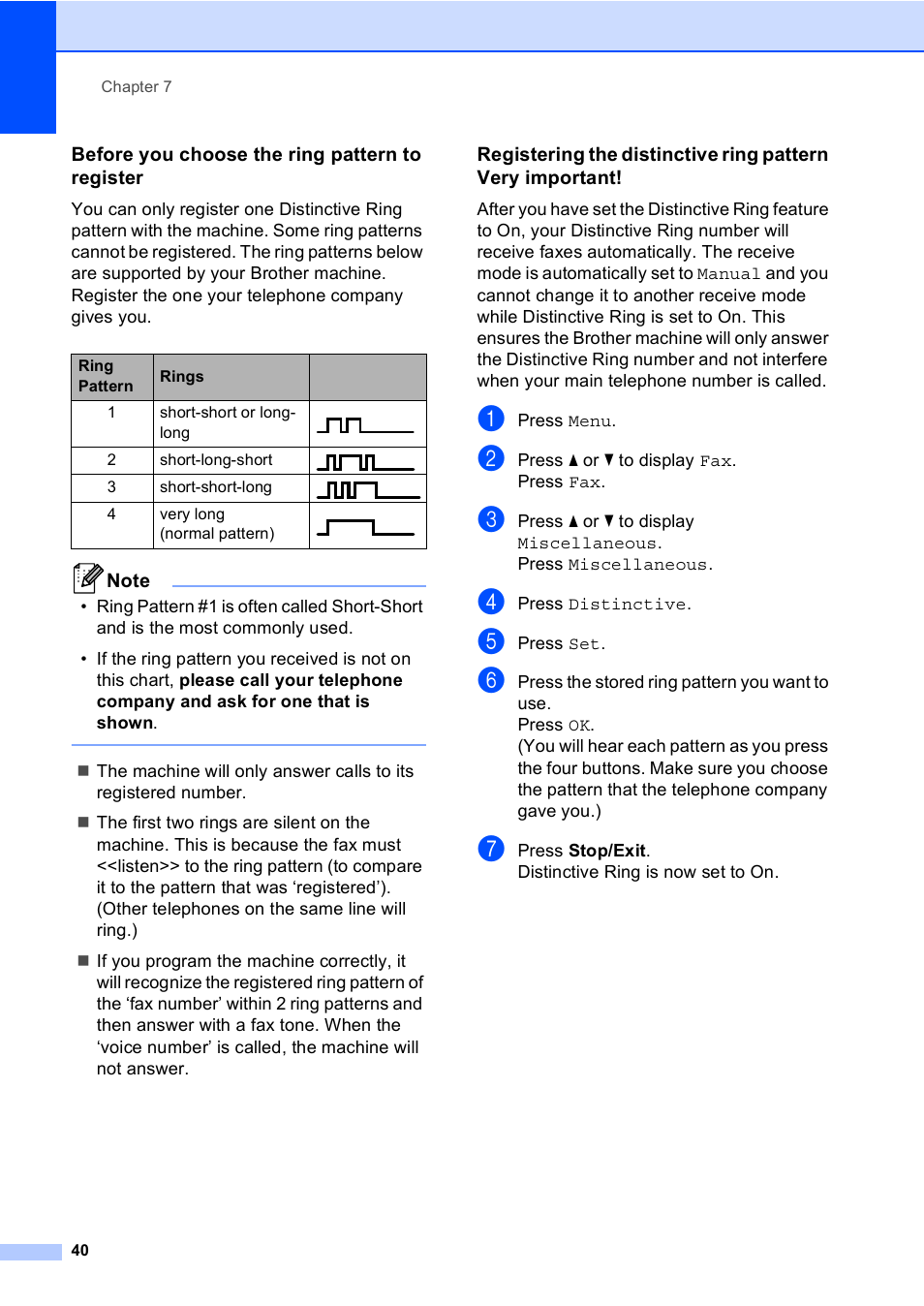 Before you choose the ring pattern to register | Brother Copier/Printer MFC-895DW User Manual | Page 52 / 198