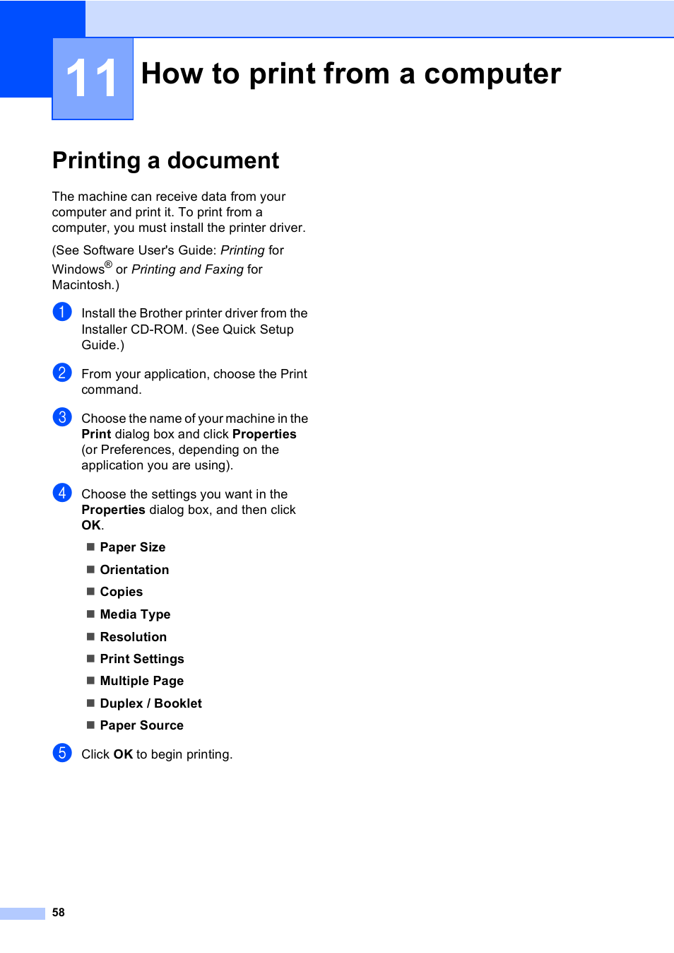 11 how to print from a computer, Printing a document, How to print from a computer | Brother Copier/Printer MFC-895DW User Manual | Page 70 / 198
