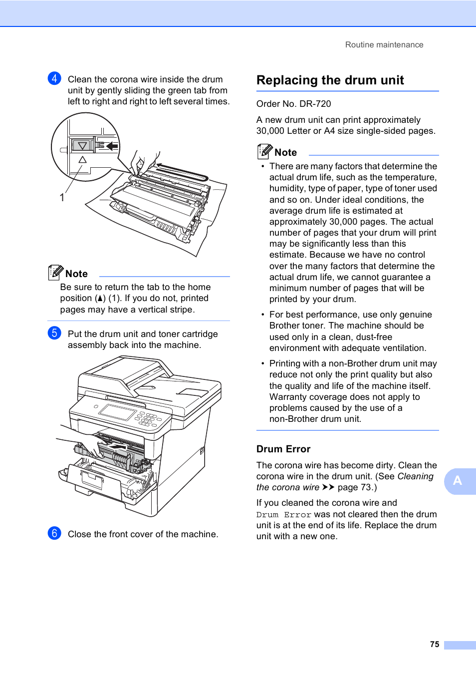 Replacing the drum unit, Drum error | Brother Copier/Printer MFC-895DW User Manual | Page 87 / 198