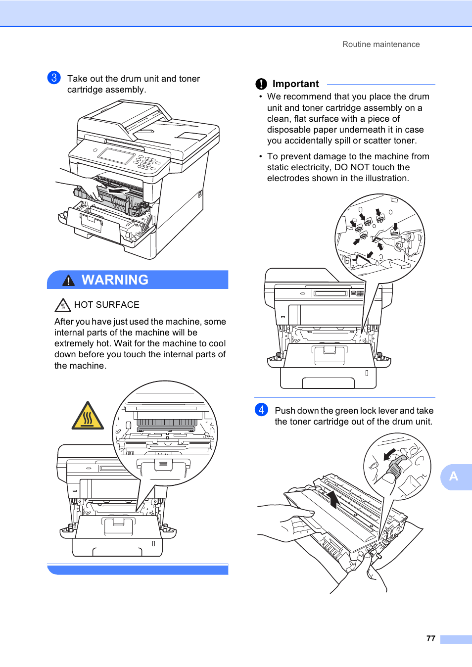 Warning, Important | Brother Copier/Printer MFC-895DW User Manual | Page 89 / 198