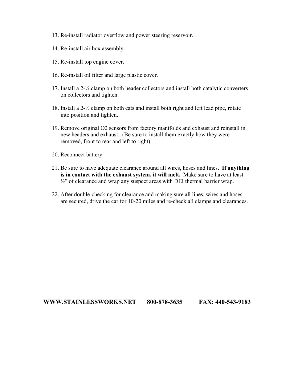 Stainless Works Dodge Charger / Magnum 2005-13 Headers User Manual | Page 2 / 2