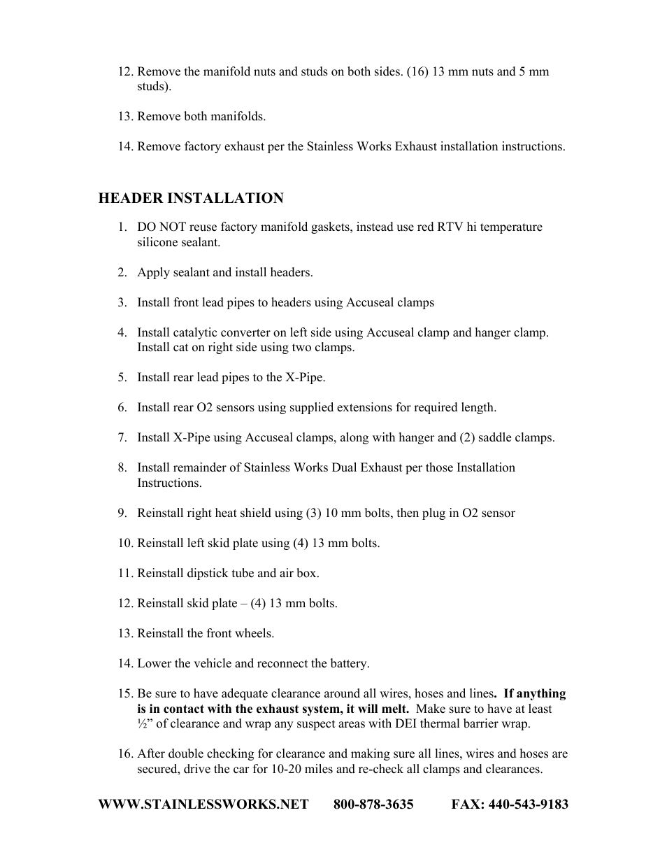 Stainless Works Ford F-150 2009-10 5.4L 2WD/ 4WD Headers User Manual | Page 2 / 2