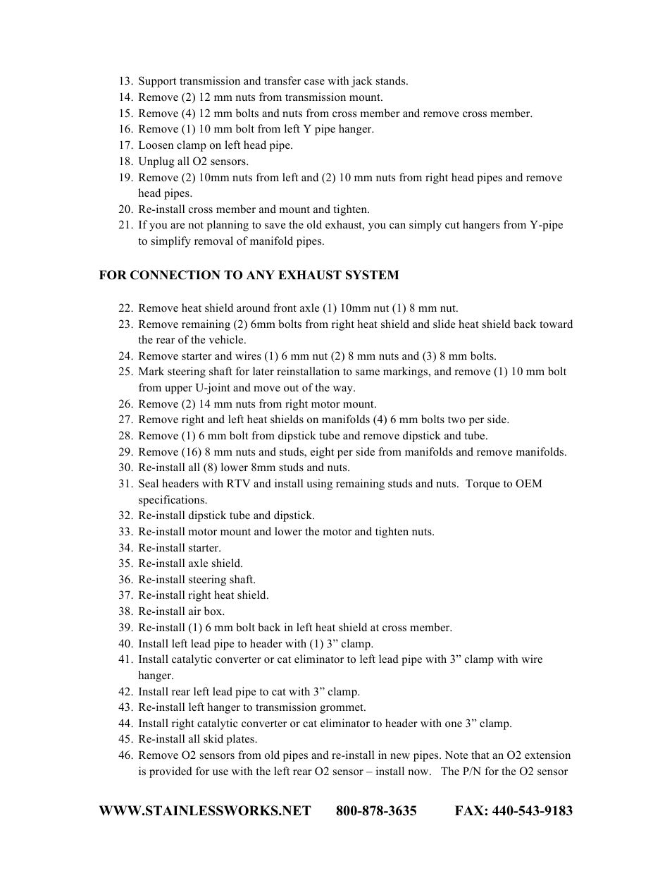 Stainless Works Ford Raptor 5.4L SuperCab 2010 Headers User Manual | Page 2 / 3